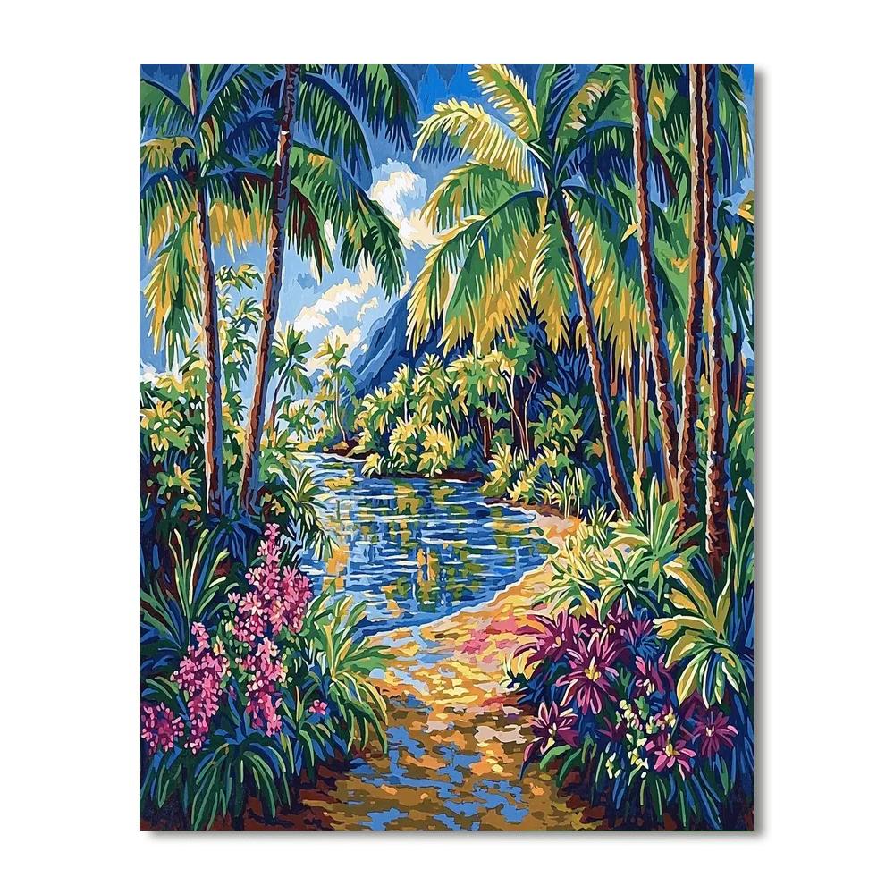 Paul Gauguin Inspired Tropical Paradise Vista  Number Painting