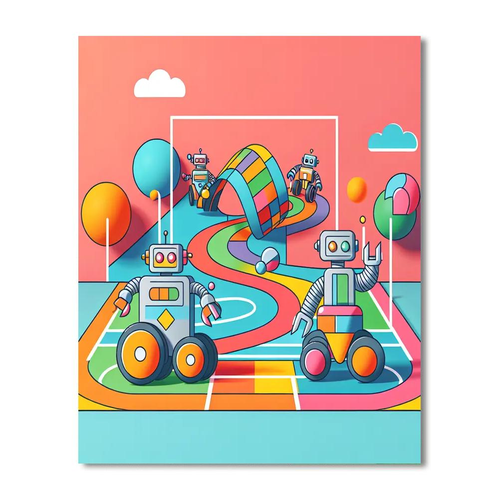 Robot Races Paint By Numbers Art