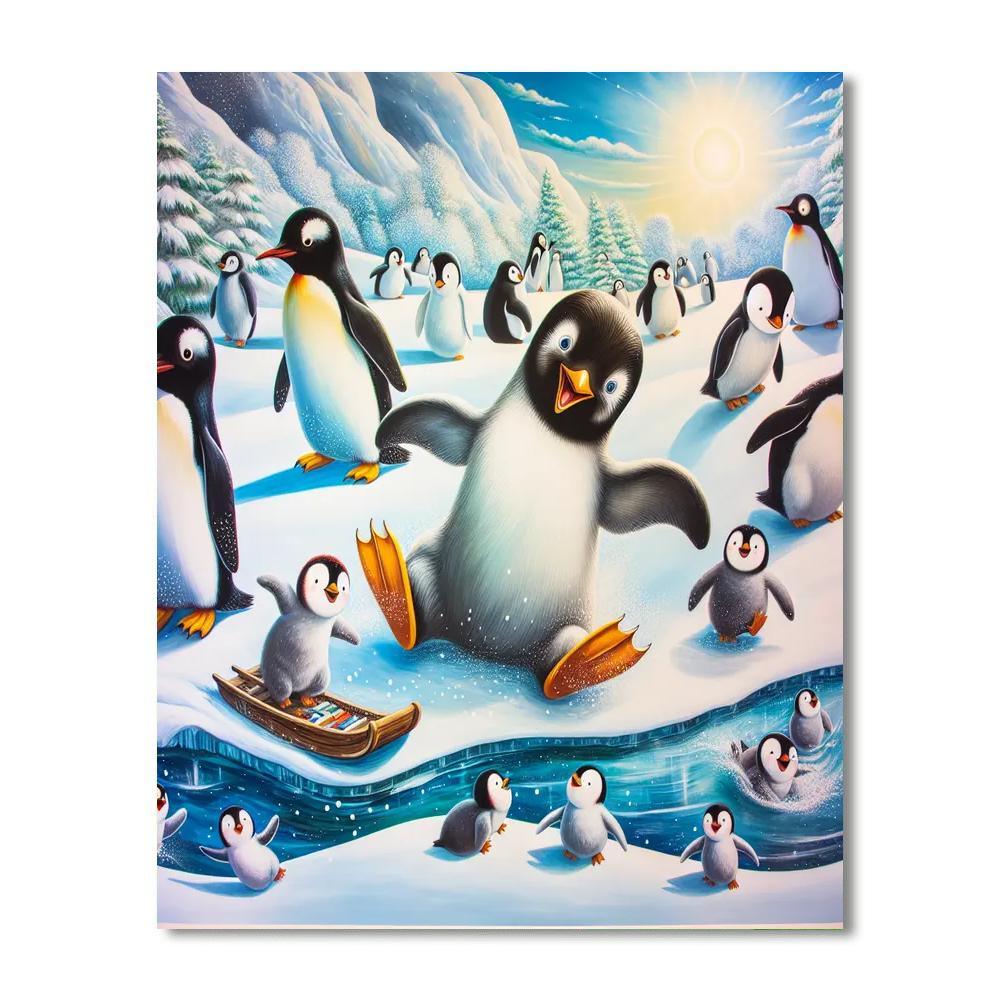 Playful Penguins Parade Paint By Color