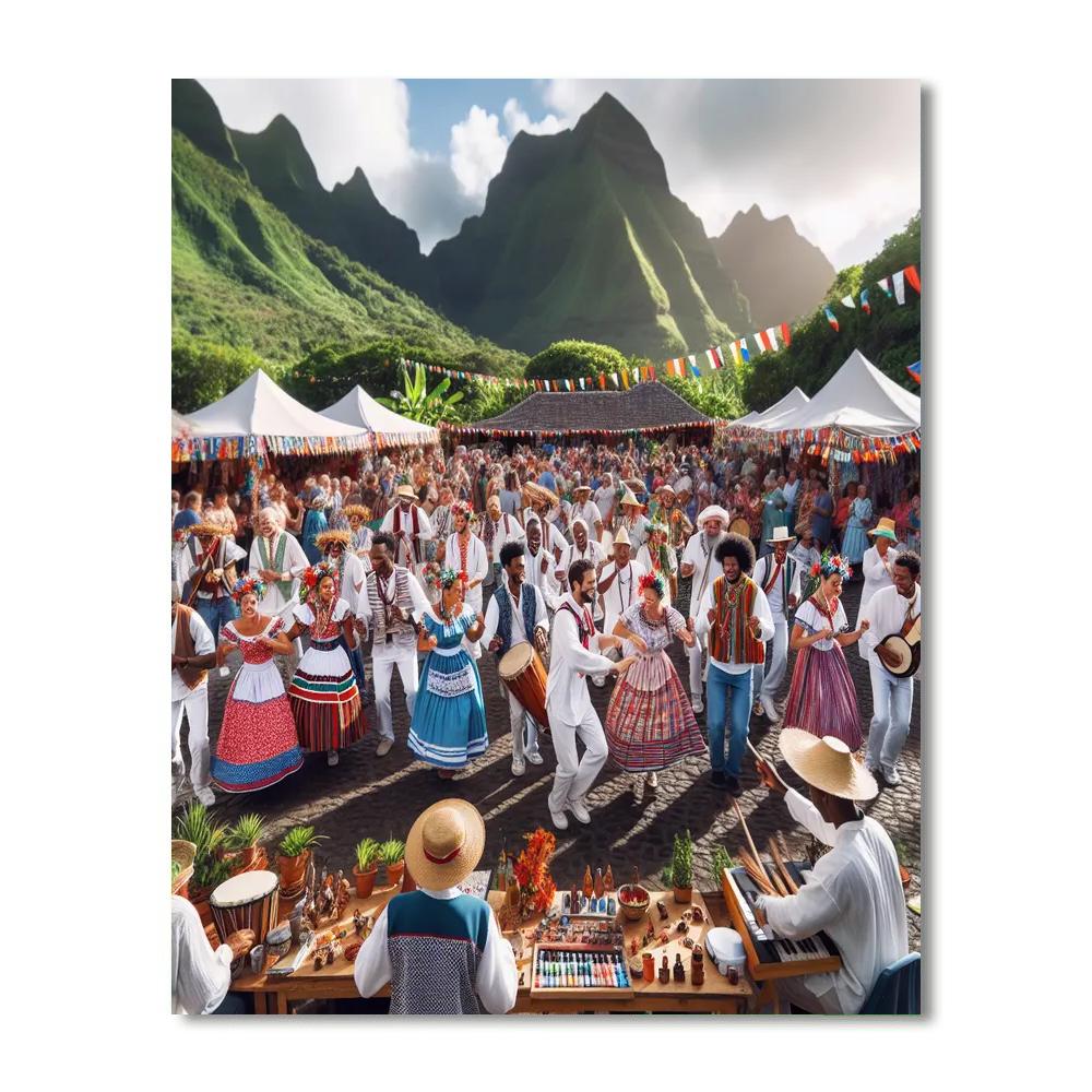 Folk Festival Of Cilaos Painting Number Kit