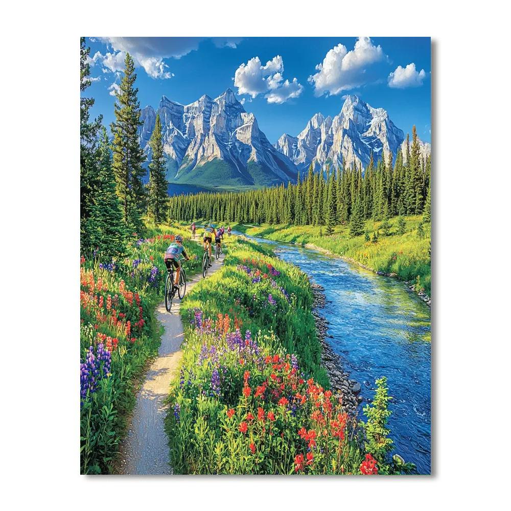 Biking In Banff National Park Numbered Painting Kits