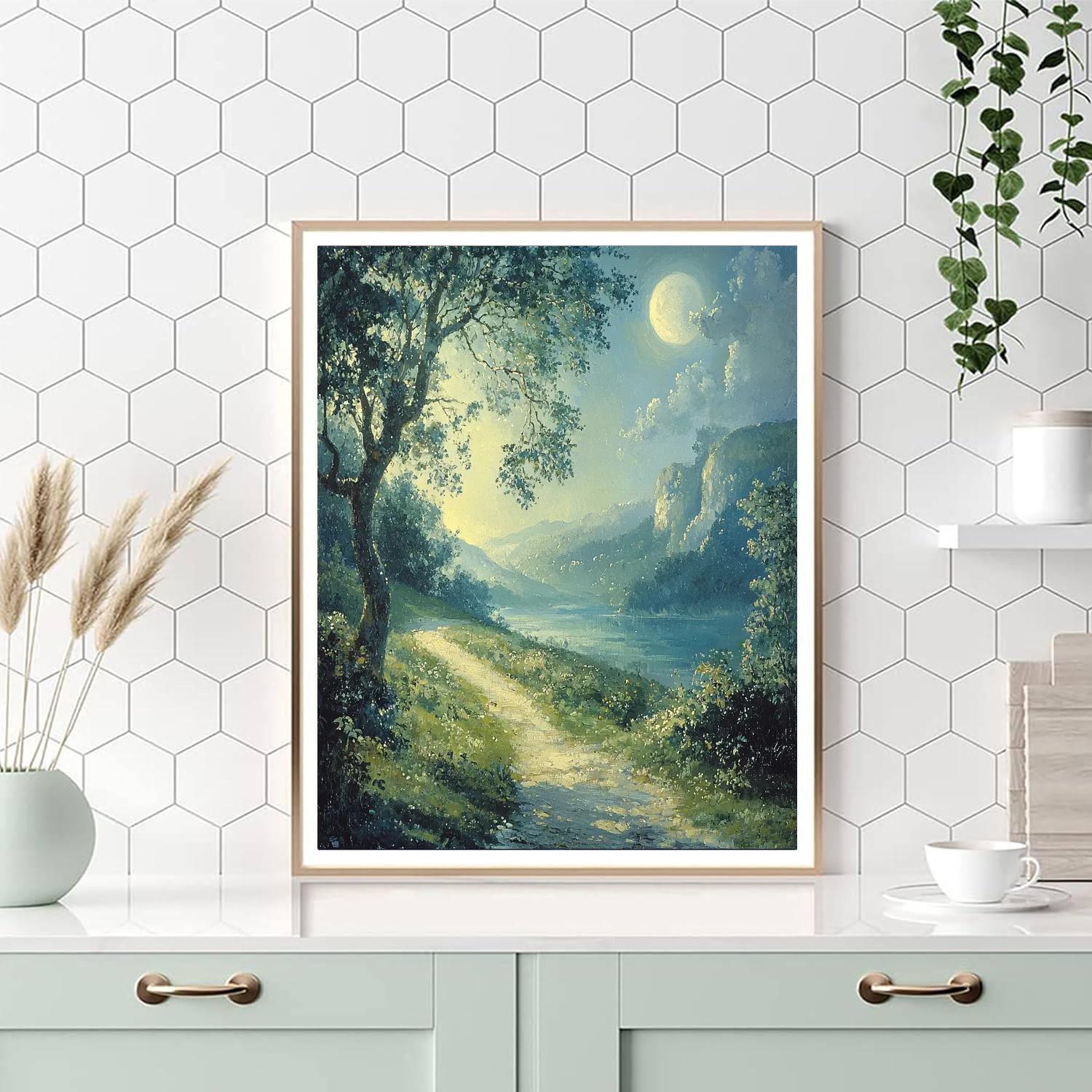 Thomas Gainsborough Inspired Romantic Moonlit Journey  DIY Paint By Numbers