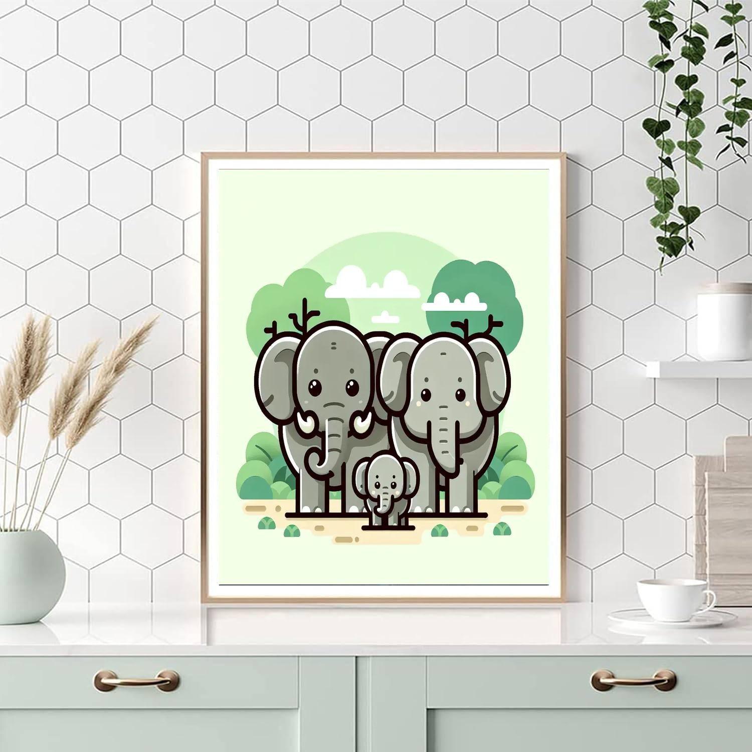 Gentle Elephant Family Paint By Number
