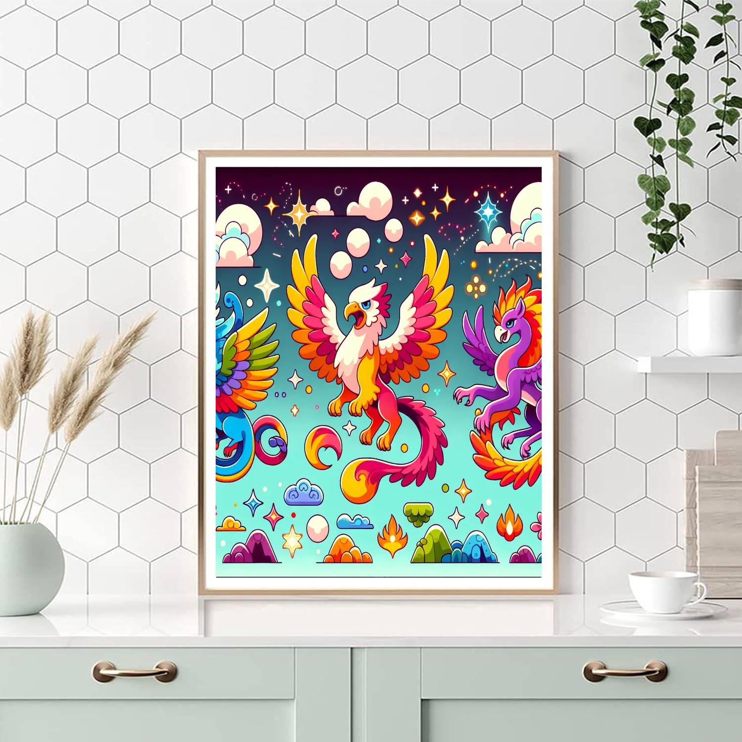 Colorful Fantasy Animals Painting Number Kit