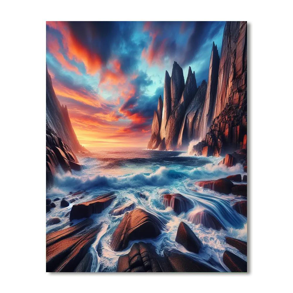 Dramatic Sunset Cliffs Number Painting