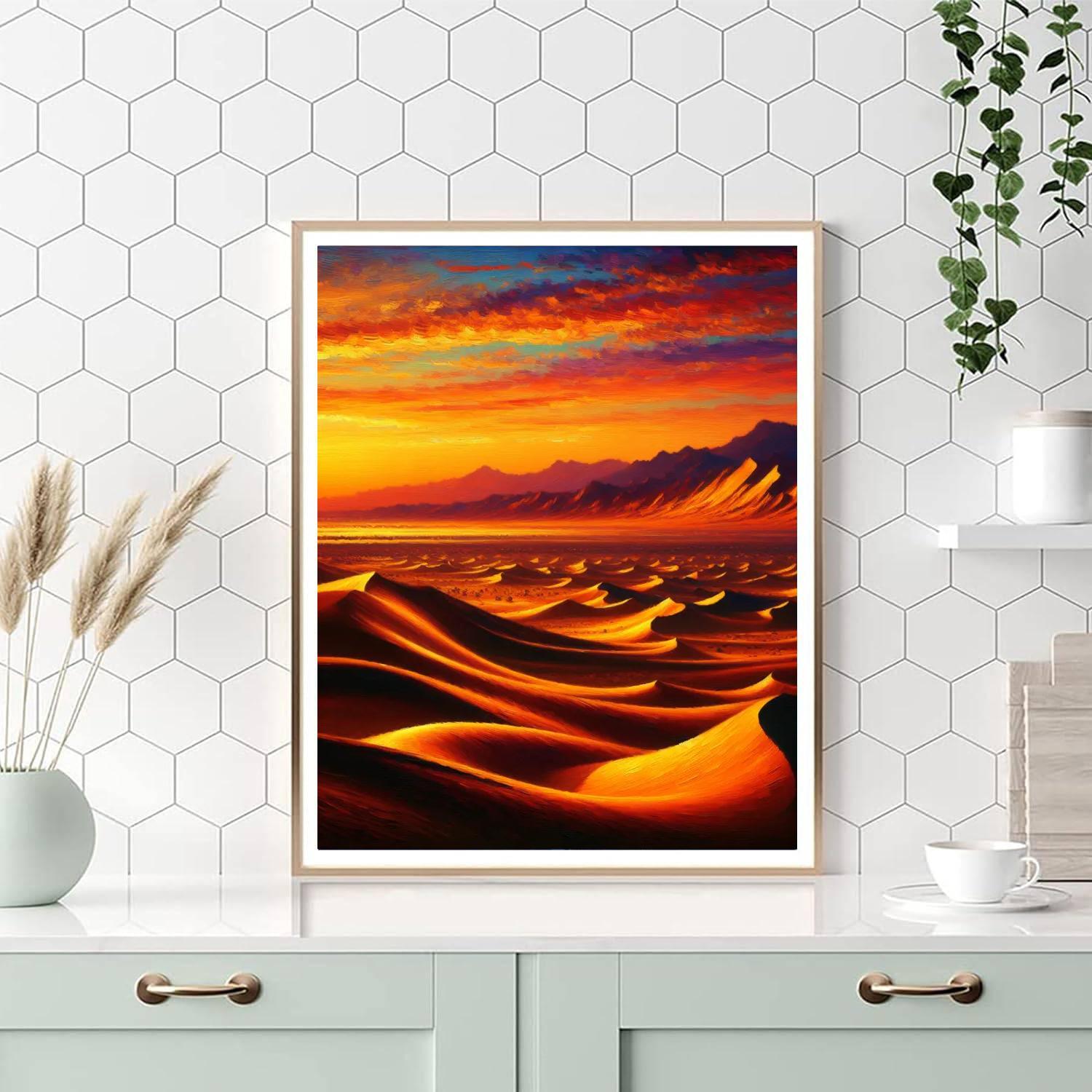 Sunset Over Golden Dunes Number Painting