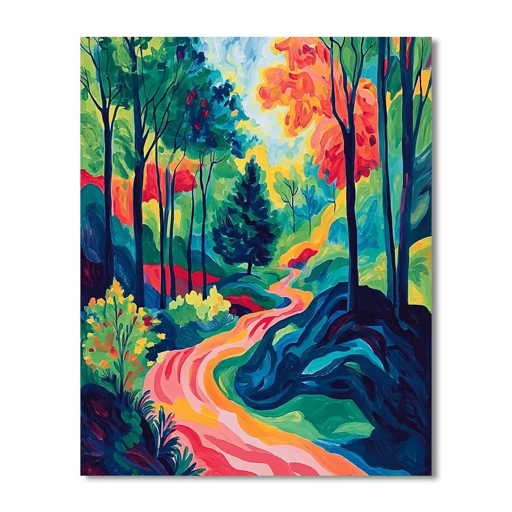 Marc Chagall Inspired Whimsical Forest Dance  Paint By Color