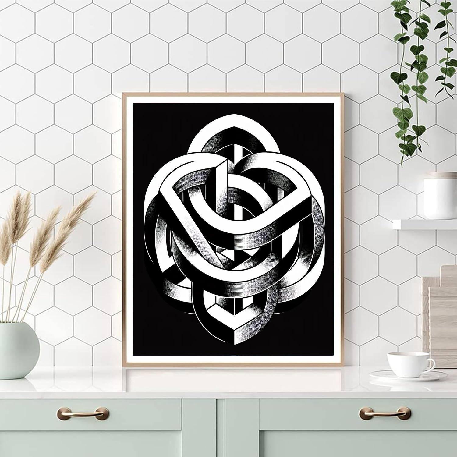 Geometric Optical Illusion Painting Number Kit