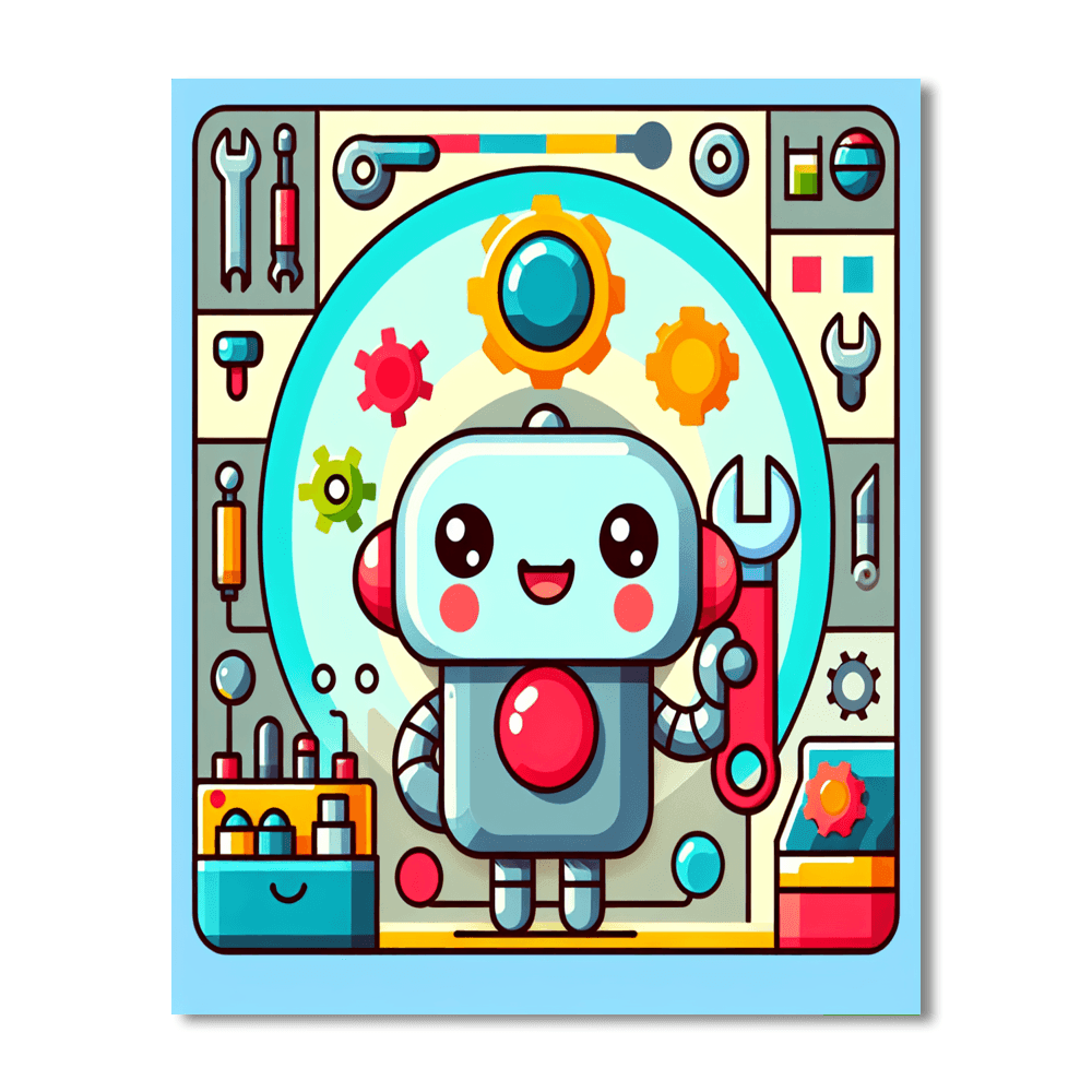 Friendly Robot Engineers Paint By Number