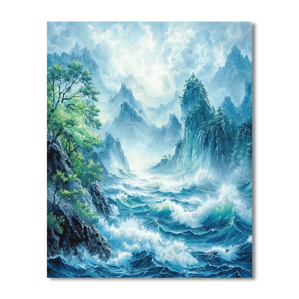 Zhao Mengfu Inspired Serenade Of Gentle Waves  Paint By Color