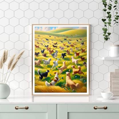 Dog's Playful Meadow Painting By Numbers Kit