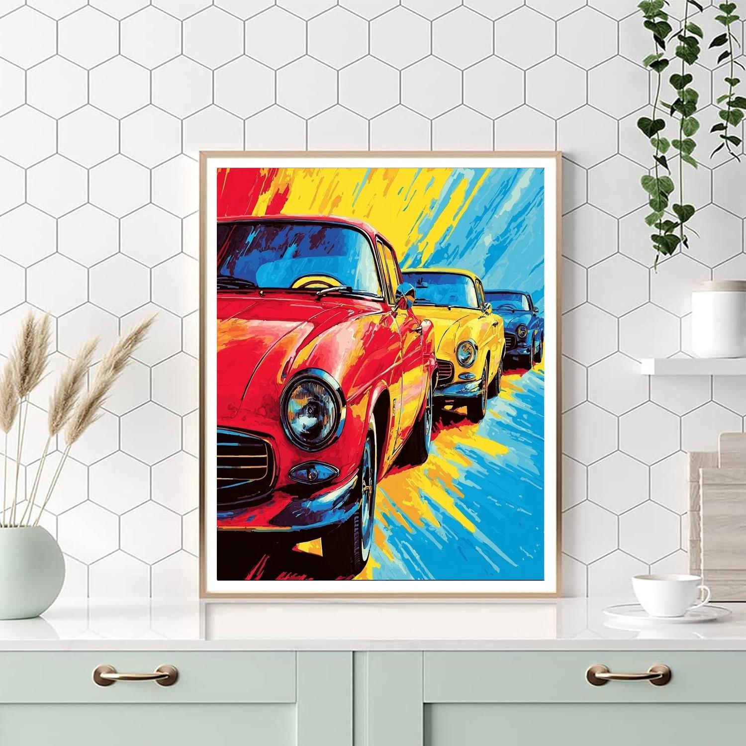 Andy Warhol Inspired Retro Carscape  DIY Paint By Numbers