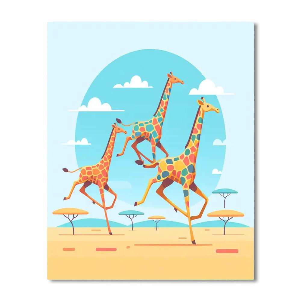 Galloping Giraffe Adventure Paint By Numbers Art