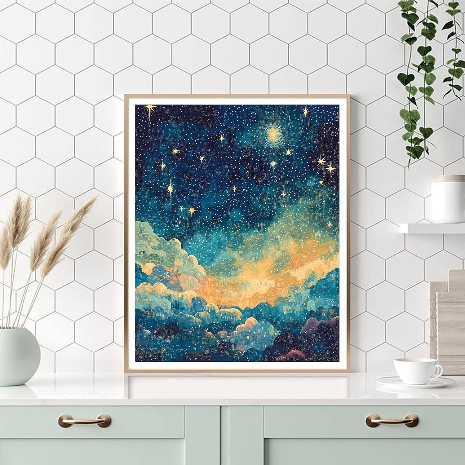 Georges Seurat Inspired Twinkling Starscape  Numbered Painting Kits