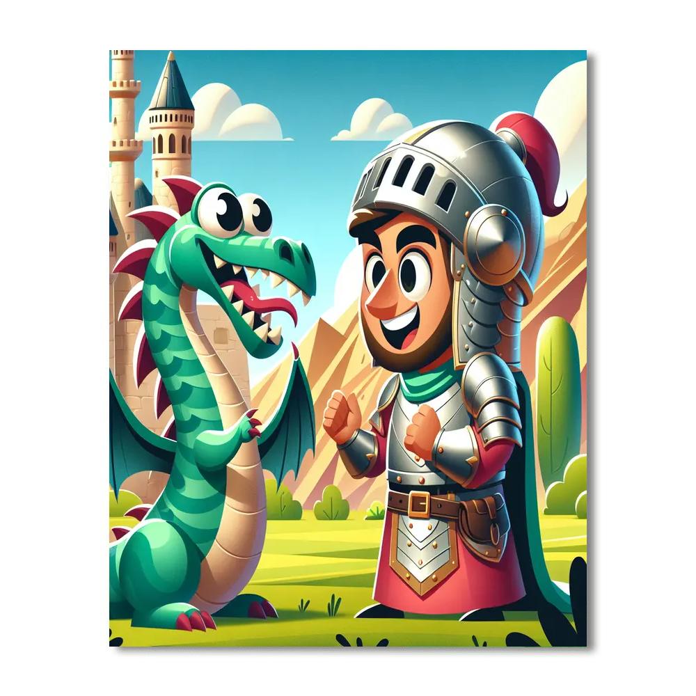 Knight's Dragon Battle Number Painting