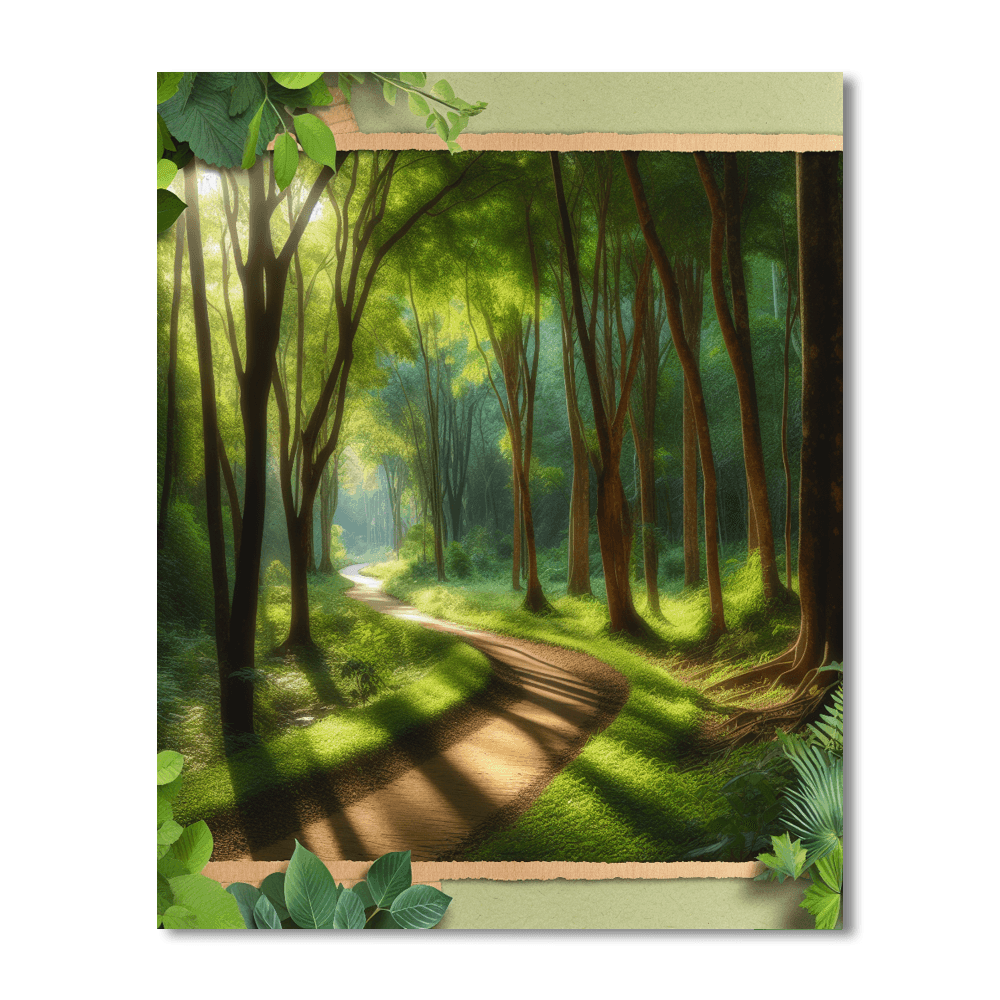 Lush Green Forest Trail Painting By Numbers Kit