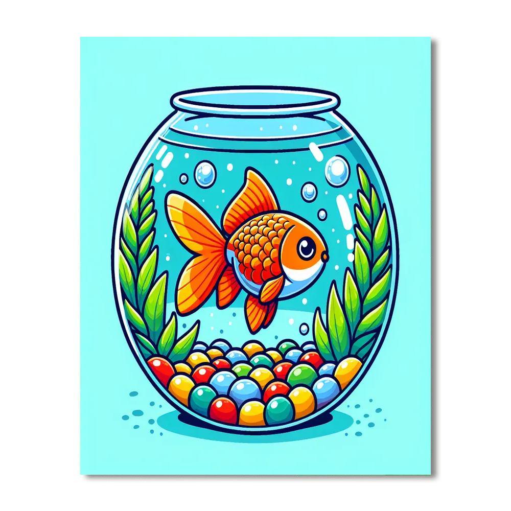 Charming Goldfish Bowl Painting By Numbers Kit