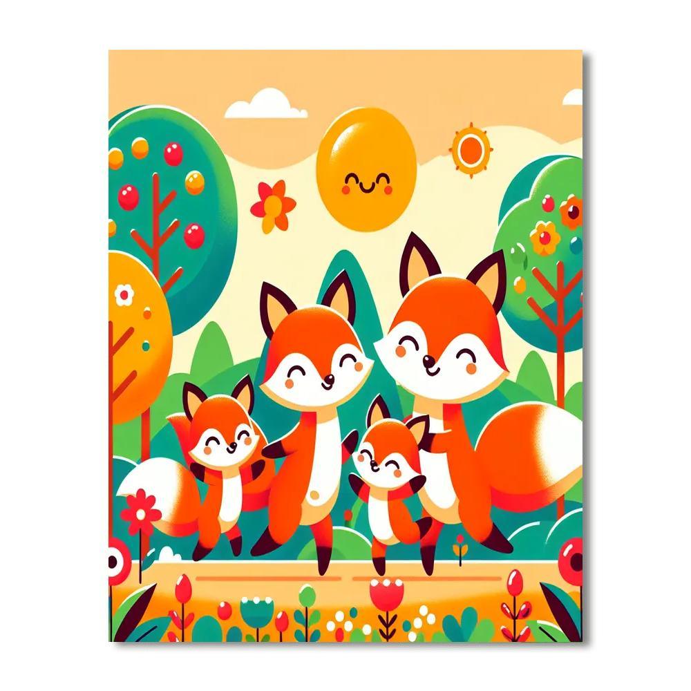 Friendly Fox Family Adventure Paint By Number