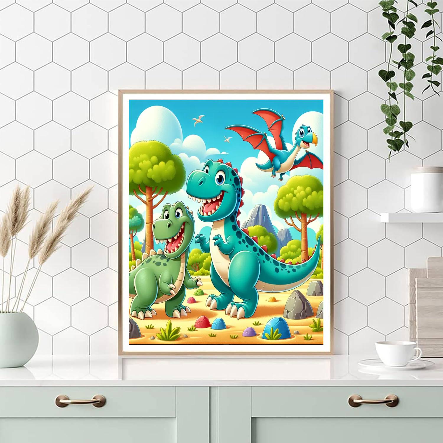 Colorful Dinosaur Discovery Painting Number Kit