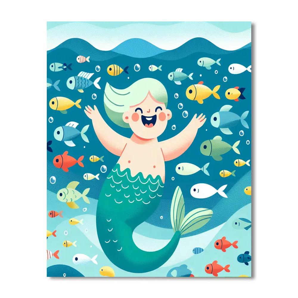Friendly Mermaid Splash Number Painting