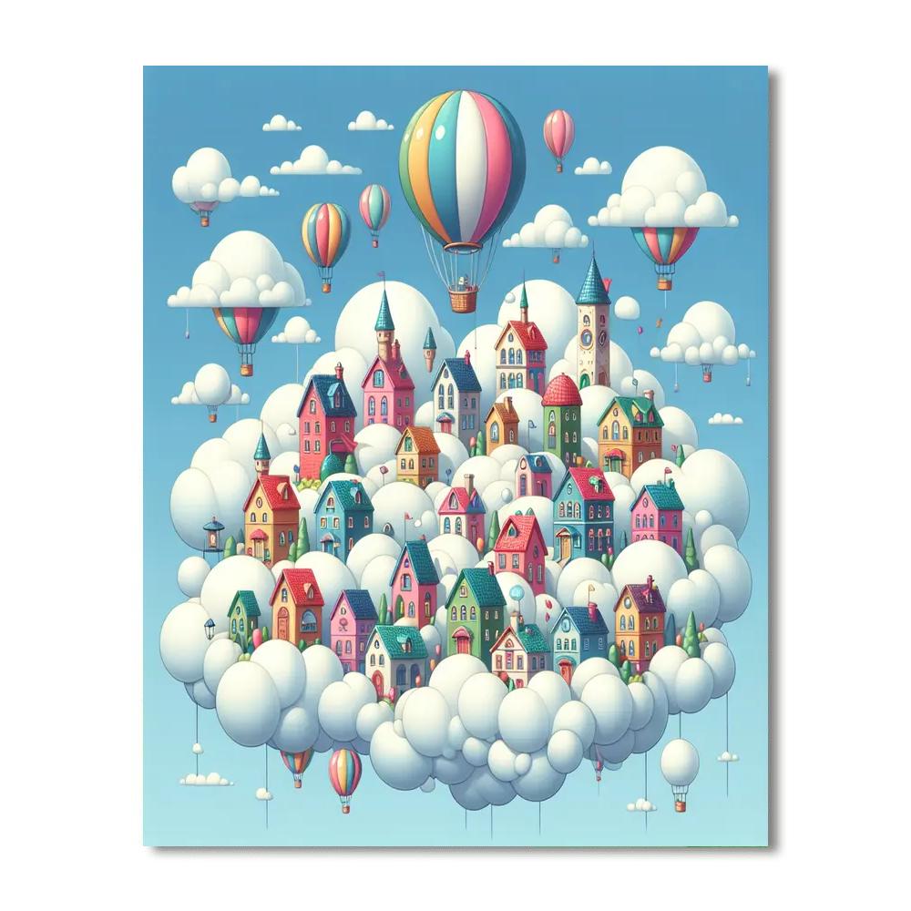 Floating Fairy Tale Village Painting By Numbers Kit
