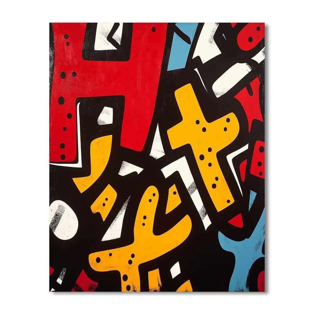 Keith Haring Inspired Energetic Urban Graffiti  Paint By Numbers