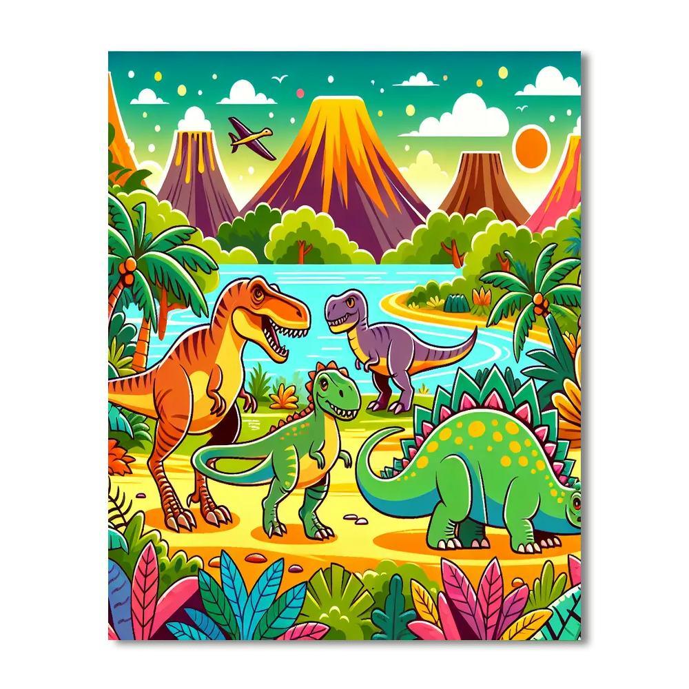 Dinosaurs Roam The Earth Painting By Numbers Kit