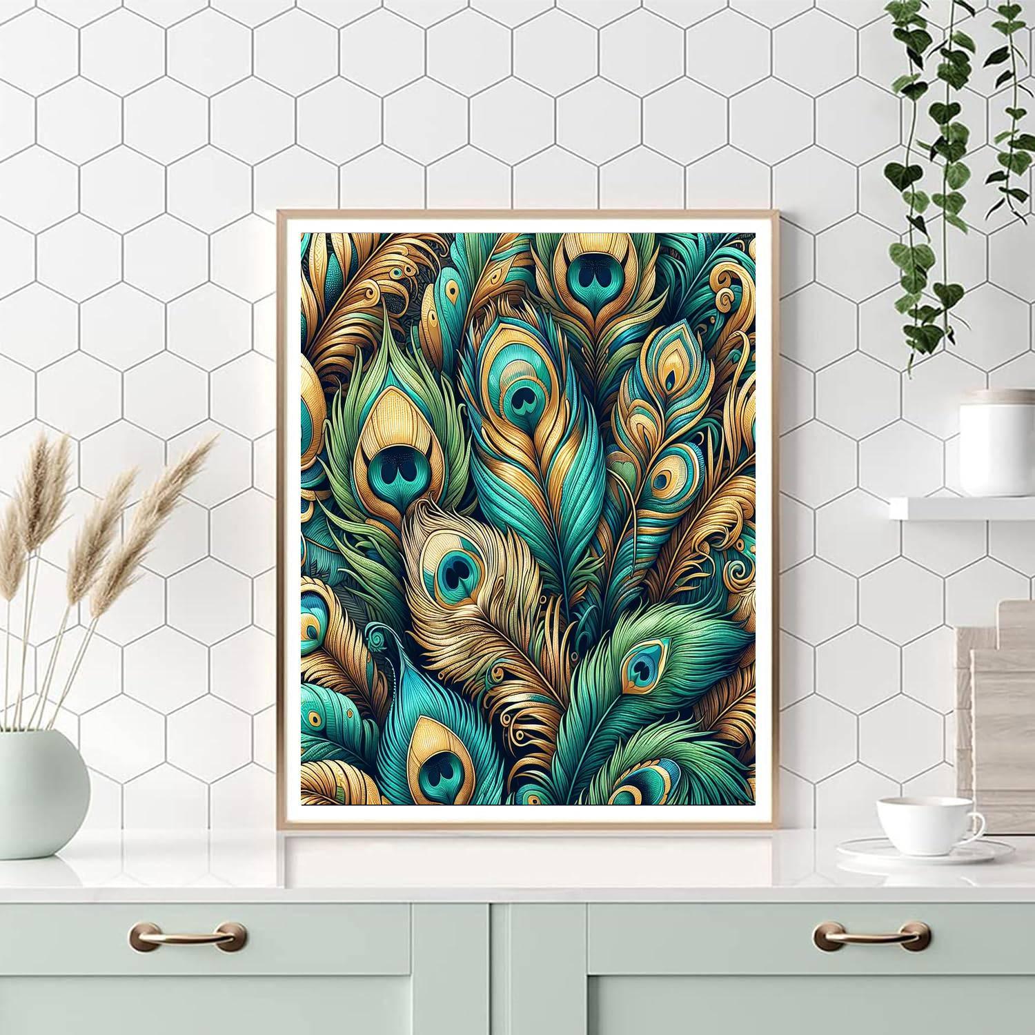 Peacock Feathers Wallpaper Paint By Number