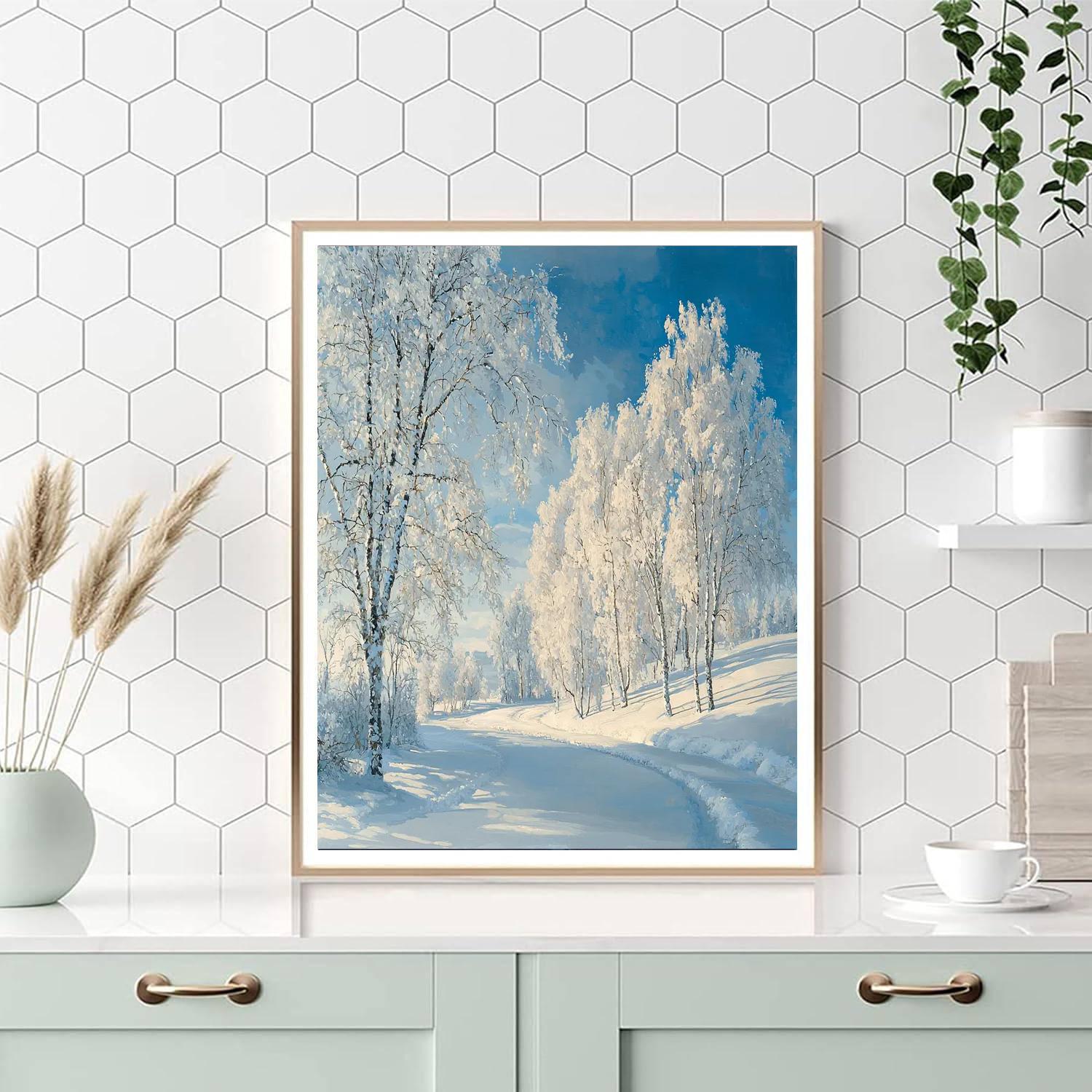 Shishkin Inspired Luminous Winter Landscape  Number Painting