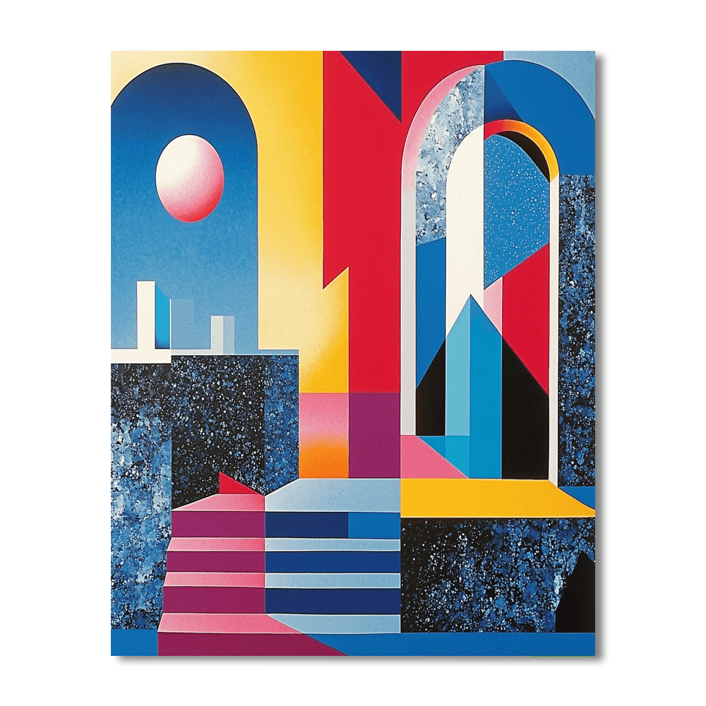 Frank Stella Inspired Geometric Urban Fantasy  Paint By Color