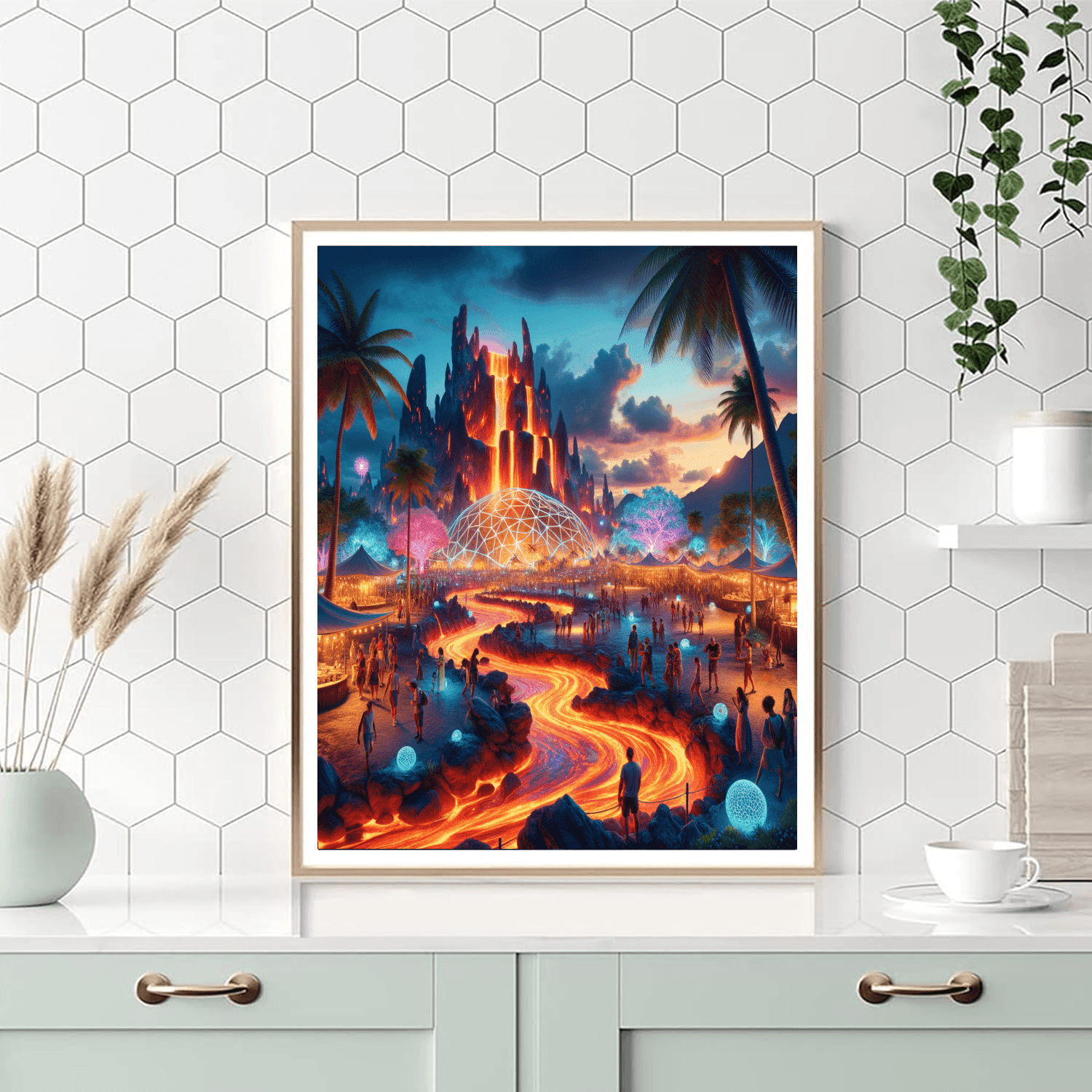 Pahoa Lava Lights Festival - Hawaii Numbered Painting Kits