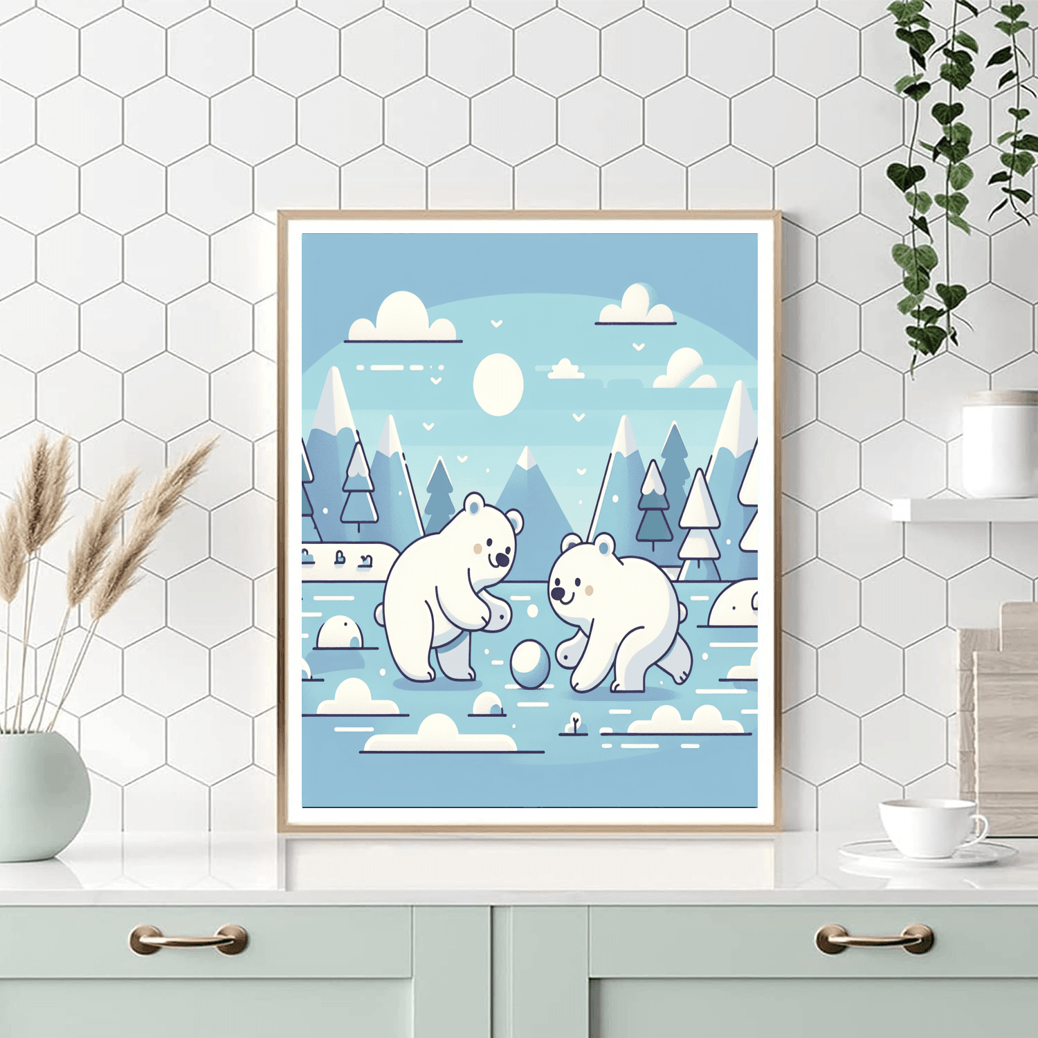 Polar Bear Playtime Number Painting