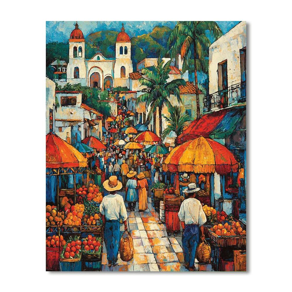 Rivera Inspired Joyful Market Scene  Paint By Numbers