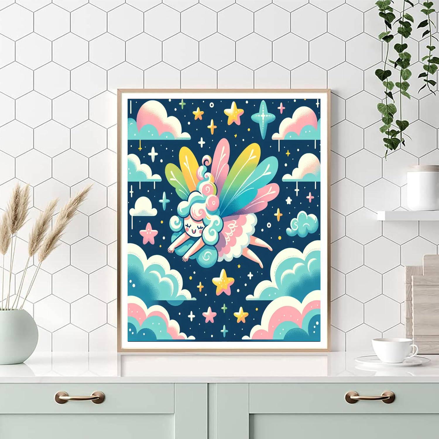 Whimsical Cloud Fairy DIY Paint By Numbers