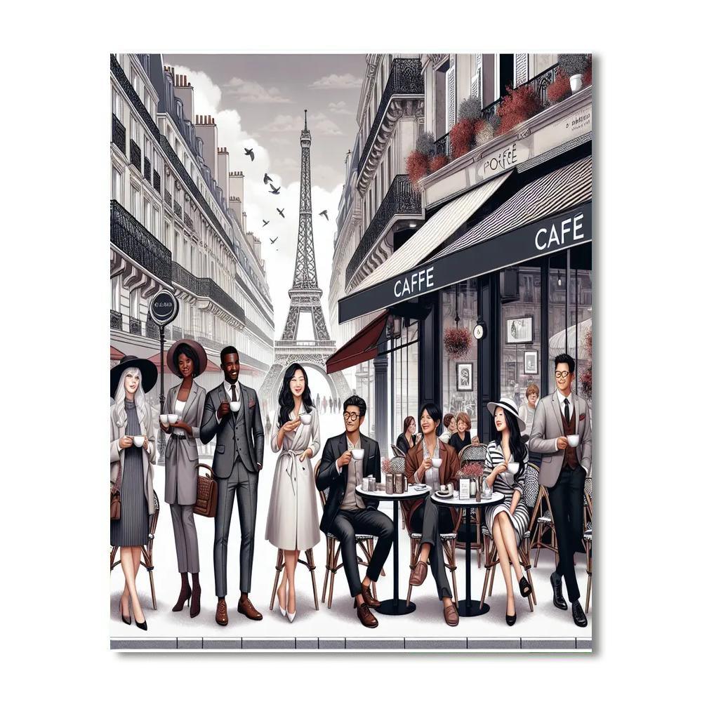 Chic Parisian Cafe Scene Paint By Numbers Art