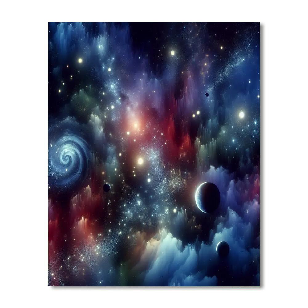 Celestial Ballet Night Sky Number Painting