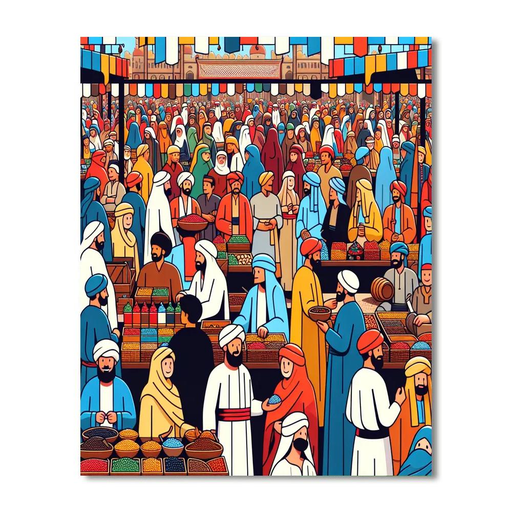 Medieval Market Magic Paint By Numbers Art