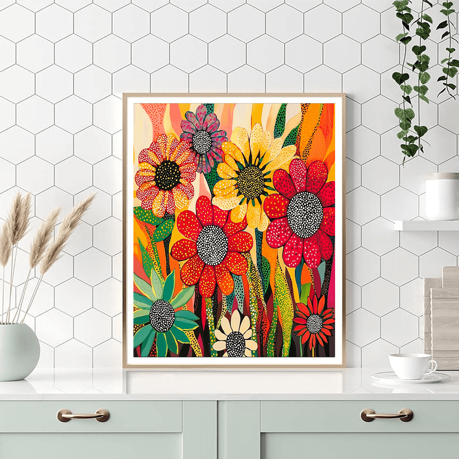 Yayoi Kusama Inspired Blooming Floral Fantasy  Painting By Numbers Kit