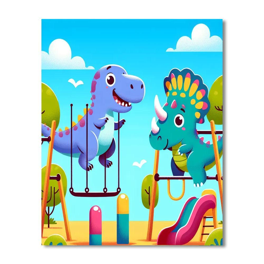 Happy Dino Playground Paint By Number