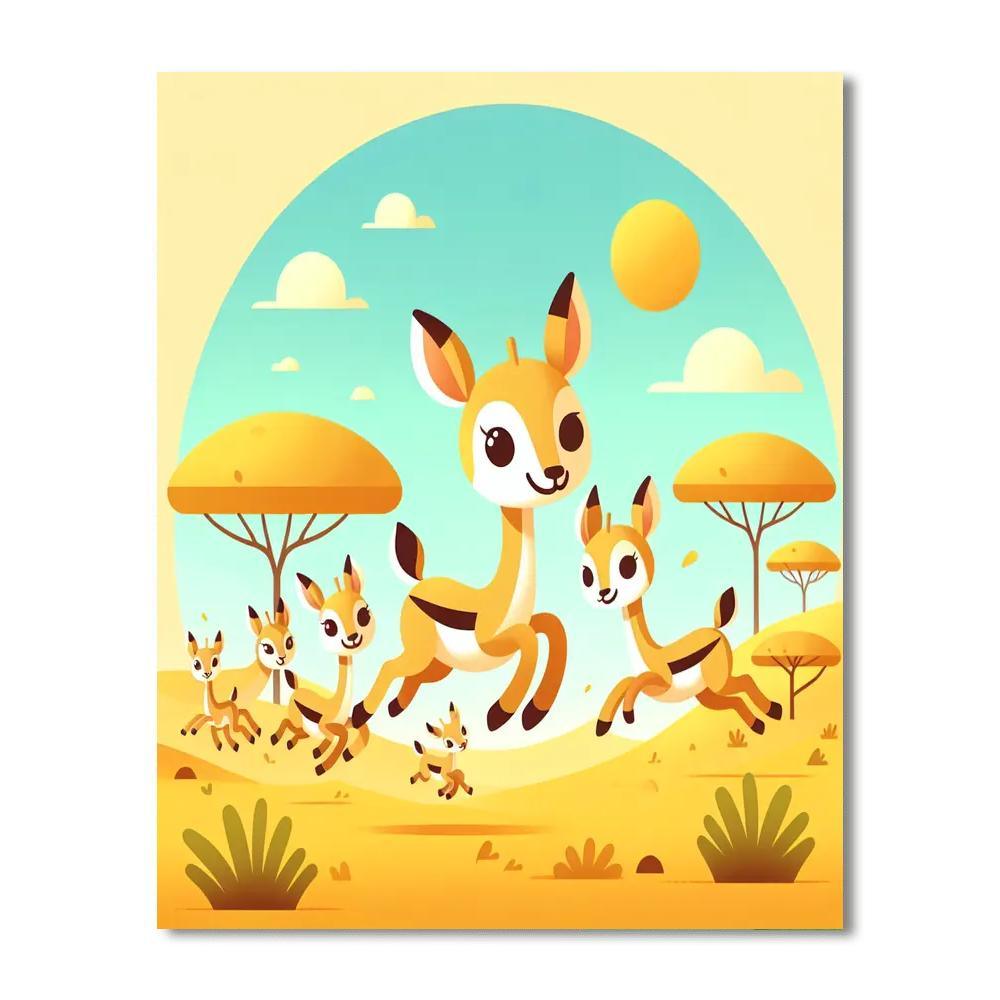 Gallivanting Gazelles Number Painting