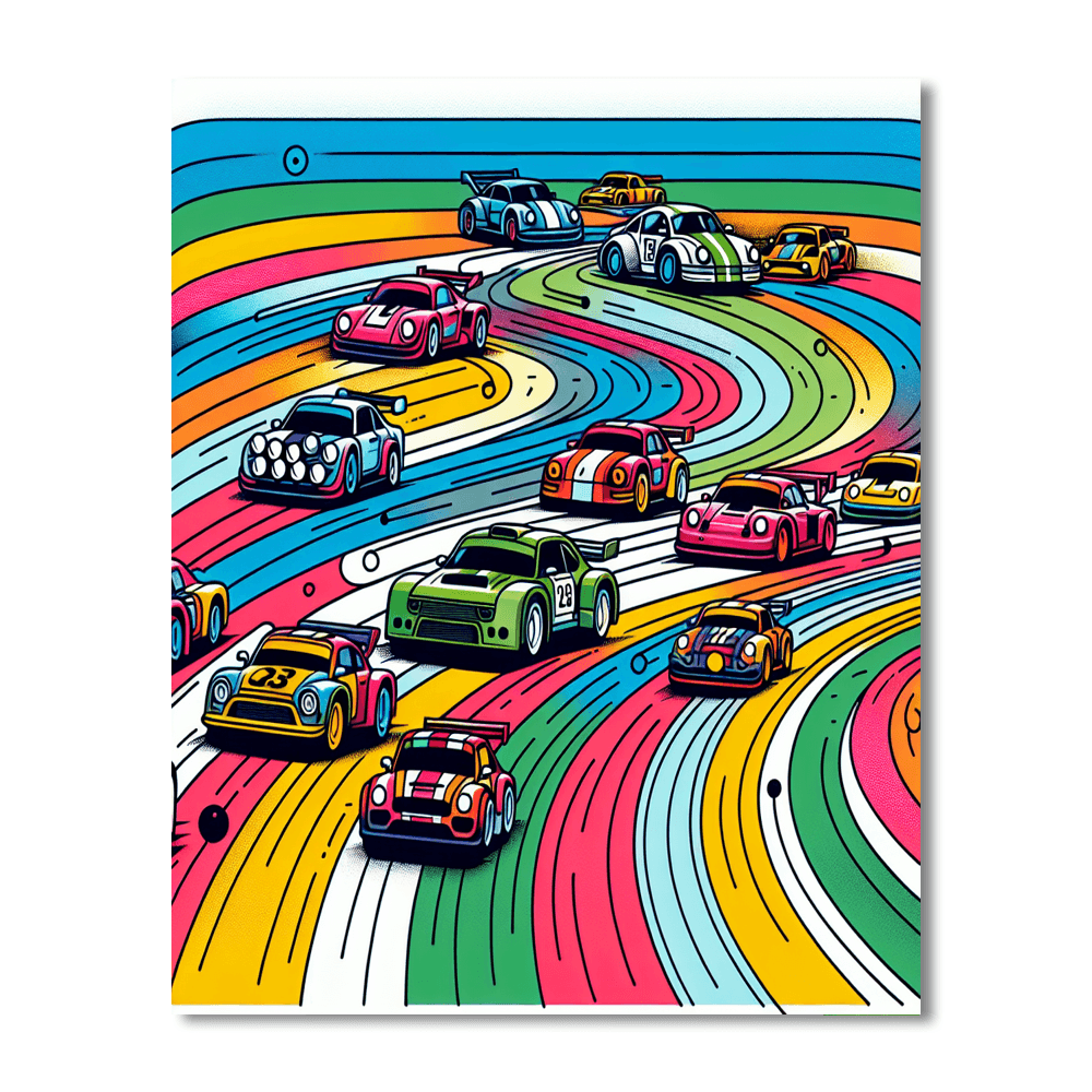 Racing Car Rally Paint By Numbers Art