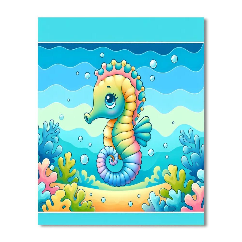 Spirited Seahorse DIY Paint By Numbers