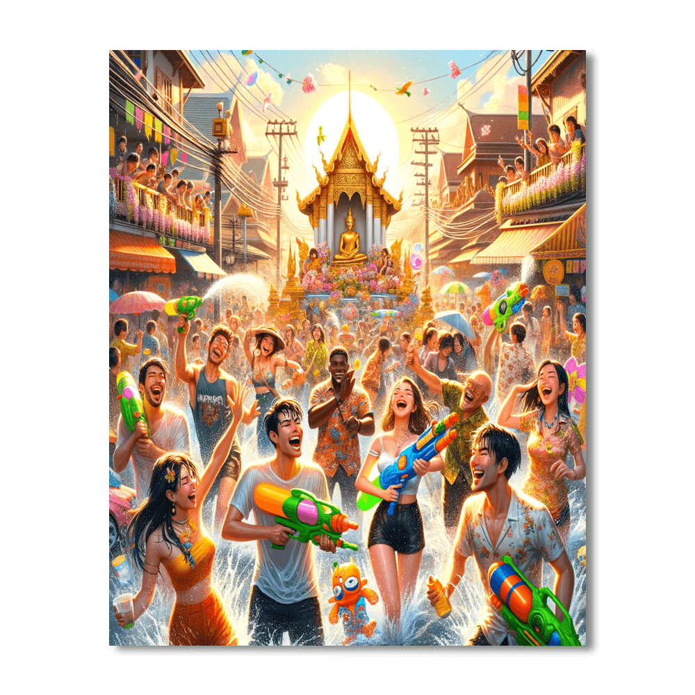 Songkran Festival - Thailand Paint By Numbers Art