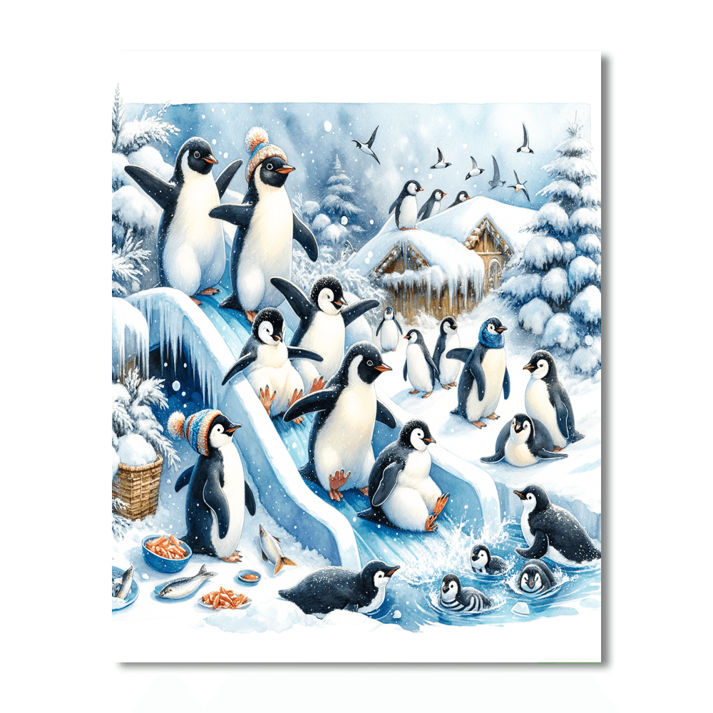 Penguin Playtime Paradise - DIY Painting By Numbers Kit
