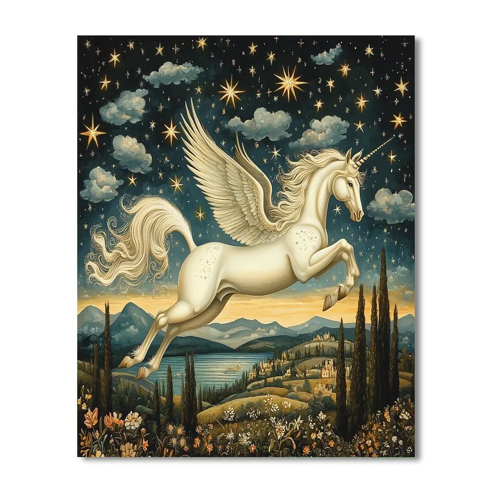Sandro Botticelli Inspired Dream Of Pegasus  Number Painting