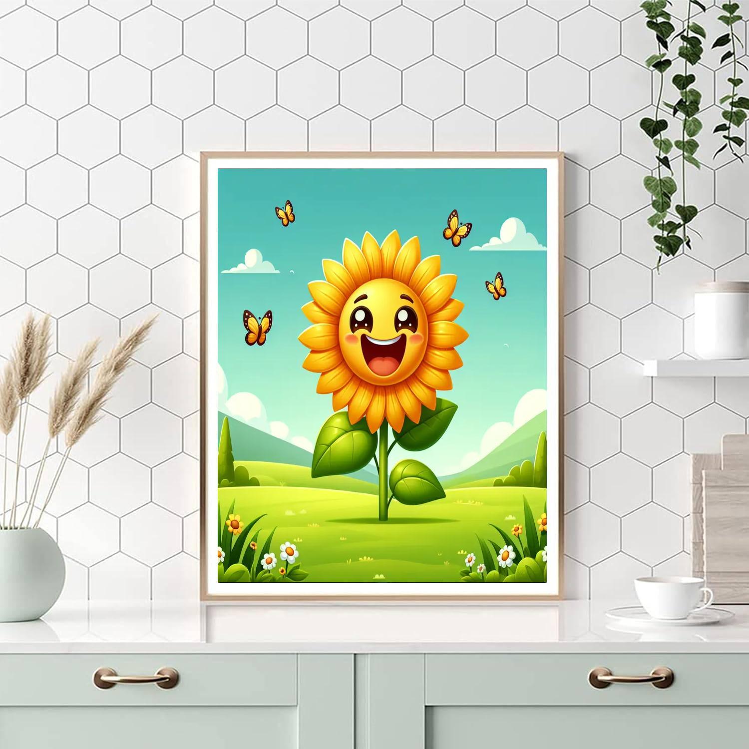 Friendly Sunflower Paint By Numbers Art