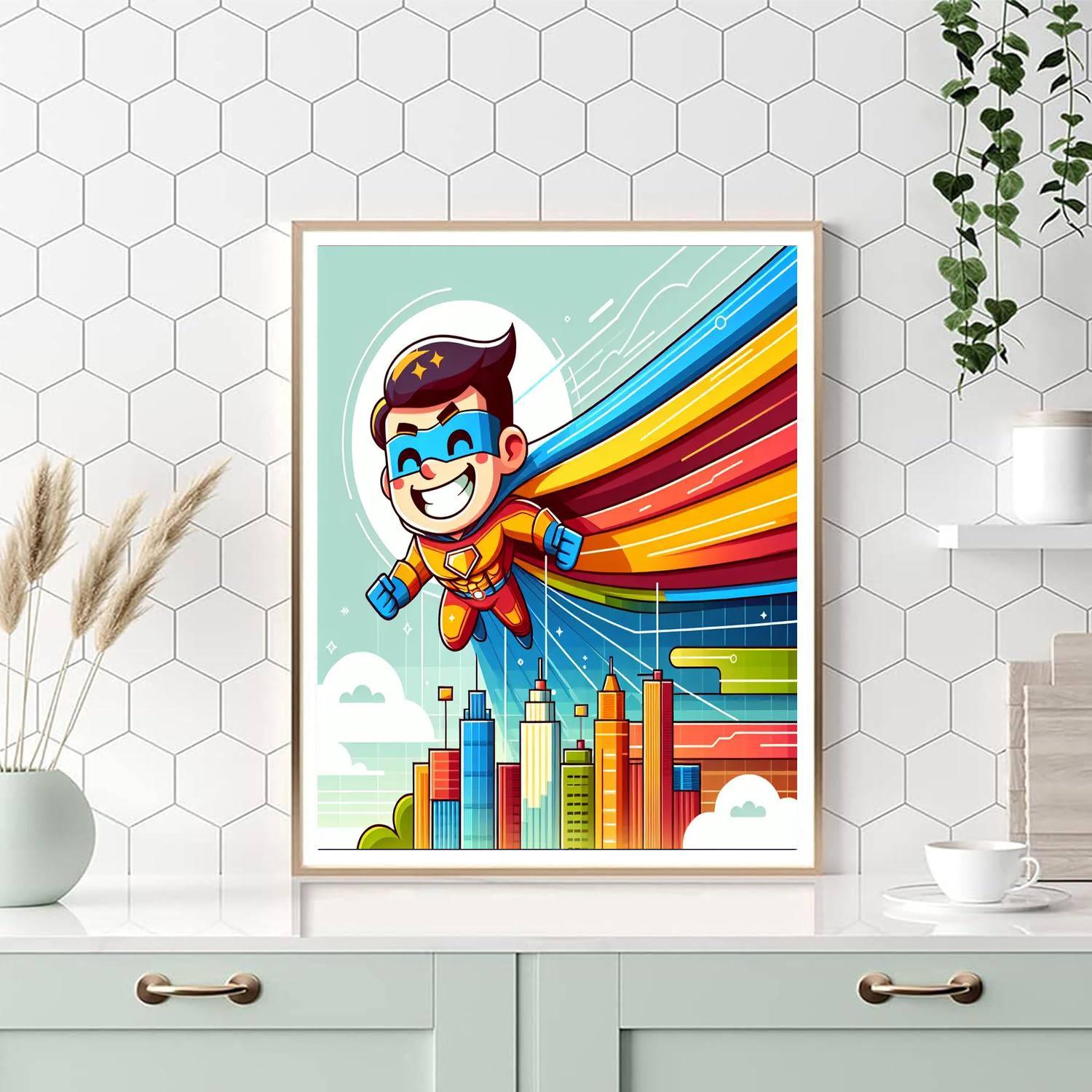 Dashing Superhero Paint By Numbers Art