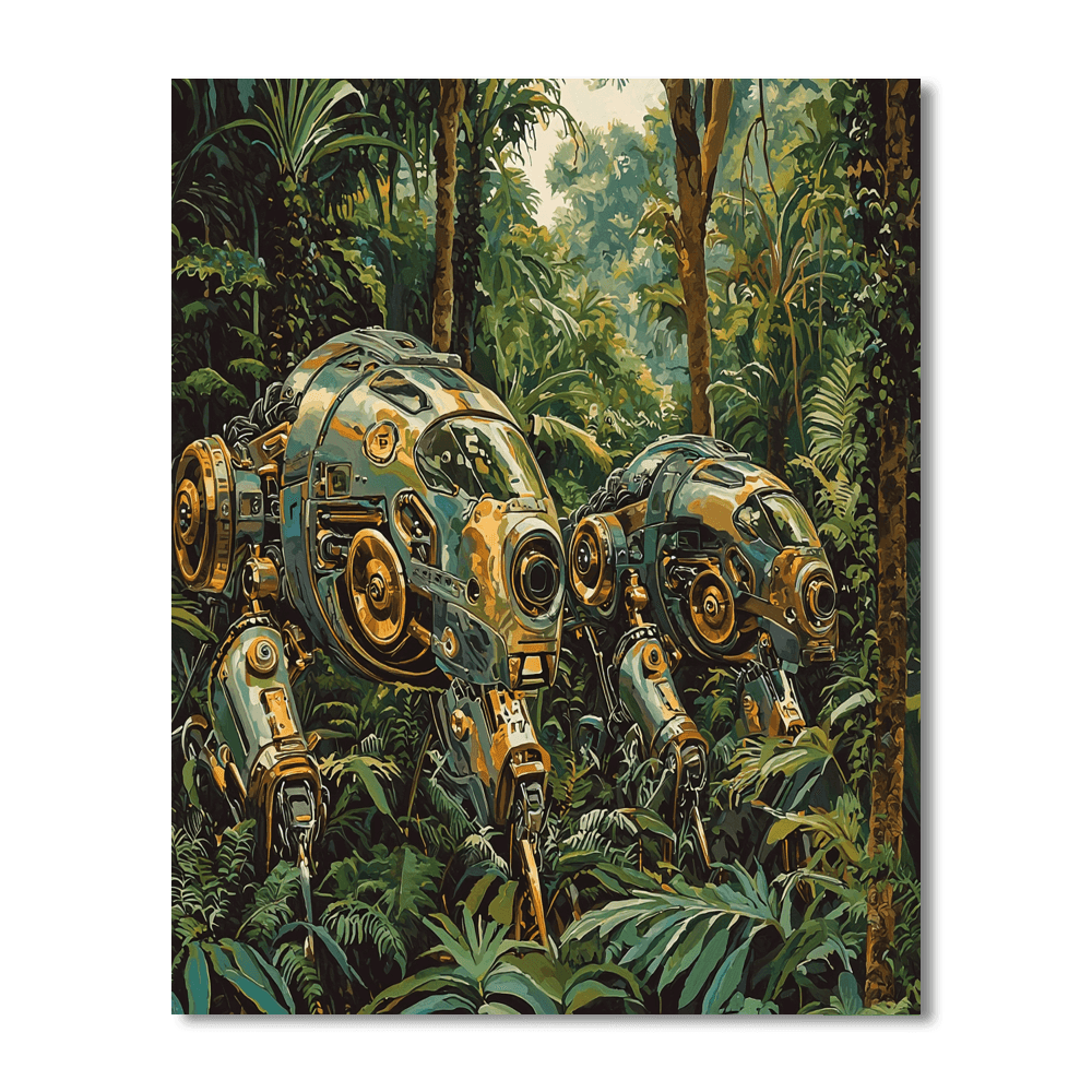 Salvador Dali Inspired Surreal Mechanized Jungle  Paint By Numbers Kits