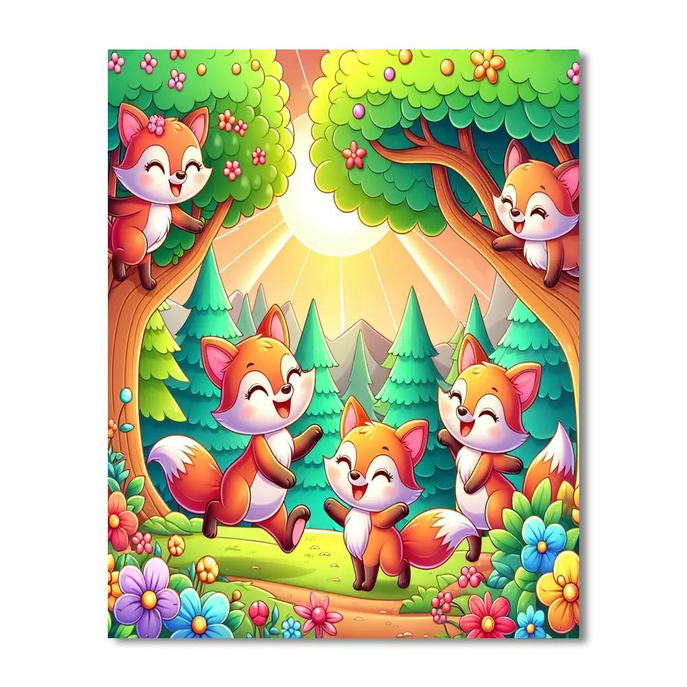 Fabulous Fox Family Paint By Numbers Art