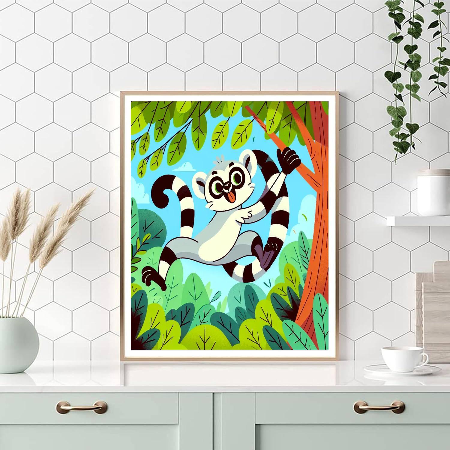 Lively Lemur Leap Painting By Numbers Kit